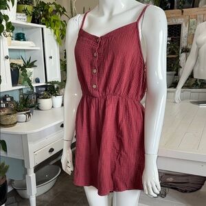 Pat-Pat waffle cotton, spaghetti strap, cottage charm Button-Front Romper XL